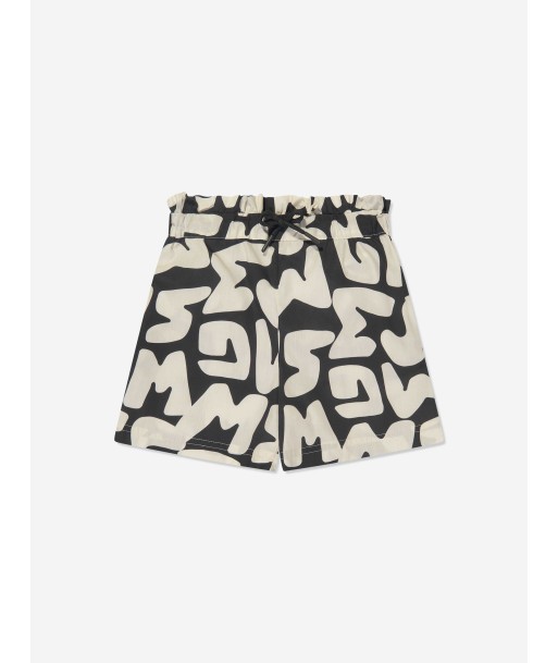 MSGM Girls Logo Print Shorts in Black français