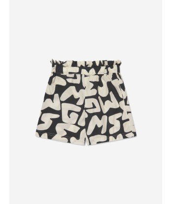 MSGM Girls Logo Print Shorts in Black français