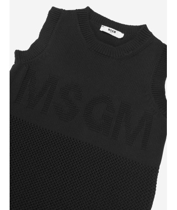 MSGM Girls Tank Top Logo Dress in Black la livraison gratuite