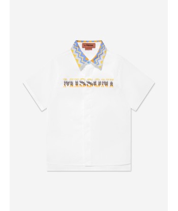 Missoni Boys Short Sleeve Logo Shirt in White en stock