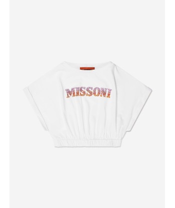 Missoni Girls Cropped Logo T-Shirt in White vente chaude votre 