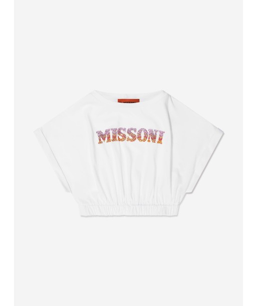 Missoni Girls Cropped Logo T-Shirt in White vente chaude votre 