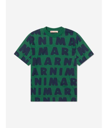 MARNI Boys All Over Logo Print T-Shirt en ligne des produits 