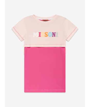 Missoni Girls Logo Jersey Dress in Pink Découvrez la collection