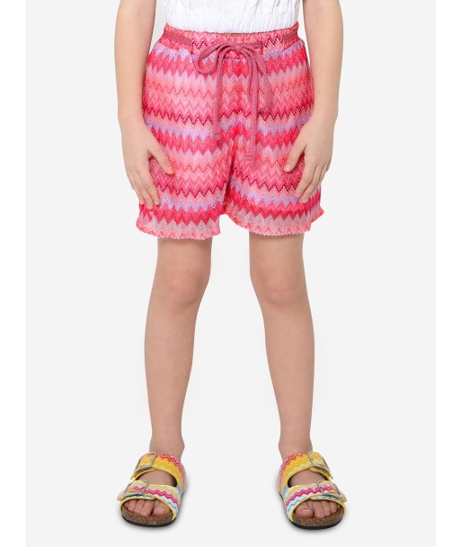 Missoni Girls Zig Zag Knit Shorts in Pink est présent 