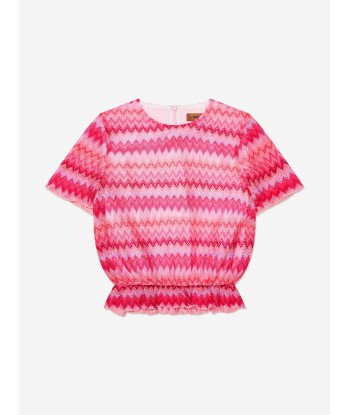 Missoni Girls Zig Zag Top in Pink livraison et retour toujours gratuits