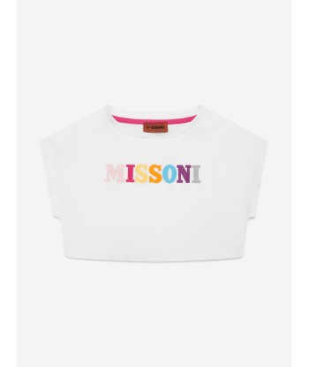 Missoni Girls Logo T-Shirt Top in White JUSQU'A -70%! 