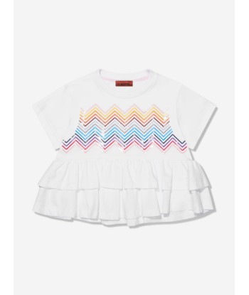 Missoni Girls Zig Zag Ruffle Top in White prix pour 