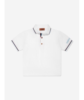 Missoni Boys Logo Knit Polo Top in White livraison gratuite