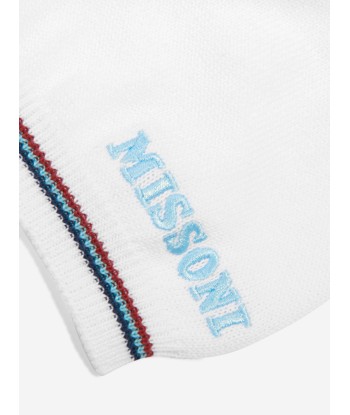 Missoni Boys Logo Knit Polo Top in White livraison gratuite