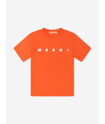 MARNI Kids Logo Print T-Shirt in Orange Les magasins à Paris et en Île-de-France