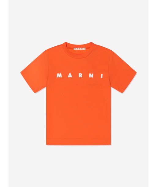 MARNI Kids Logo Print T-Shirt in Orange Les magasins à Paris et en Île-de-France