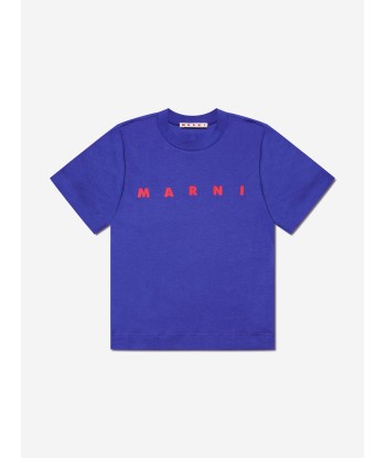 MARNI Kids Logo Print T-Shirt in Blue d'Europe débarque