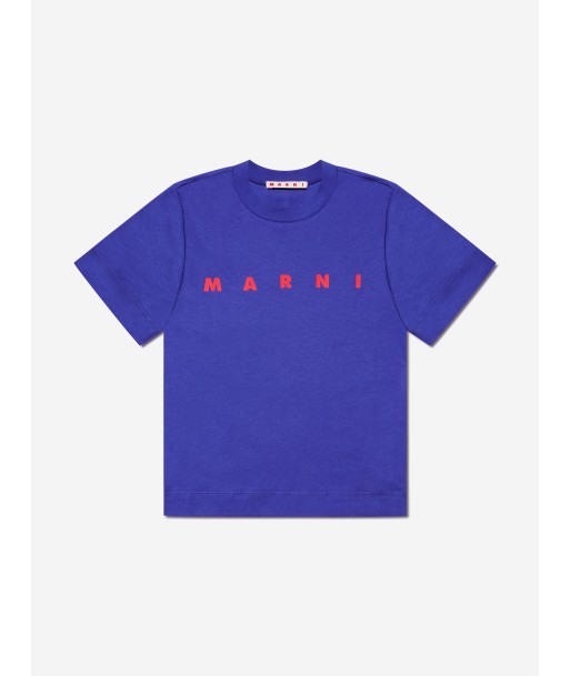 MARNI Kids Logo Print T-Shirt in Blue d'Europe débarque