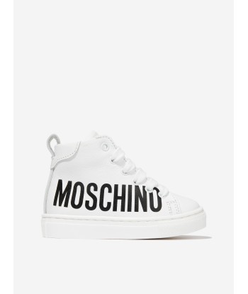 Moschino Kids Leather Maxi Logo High Top Trainers france