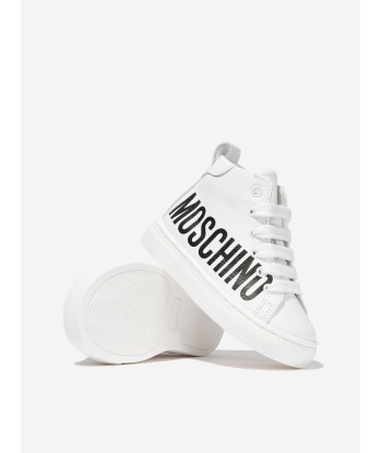 Moschino Kids Leather Maxi Logo High Top Trainers france