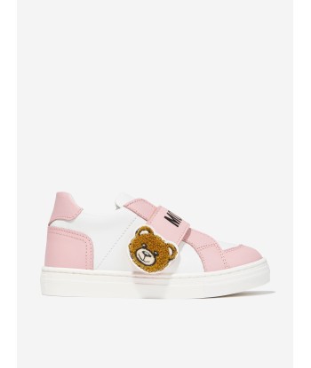 Moschino Girls Leather Teddy Patch Velcro Strap Trainers Faites des économies