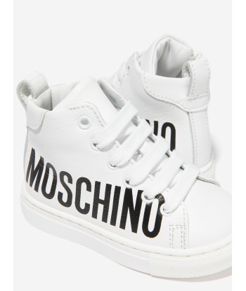 Moschino Kids Leather Maxi Logo High Top Trainers france