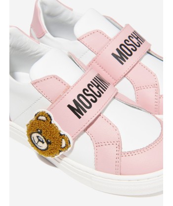 Moschino Girls Leather Teddy Patch Velcro Strap Trainers Faites des économies