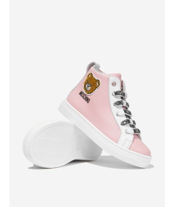 Moschino Girls Leather Teddy Patch High Top Trainers sur le site 