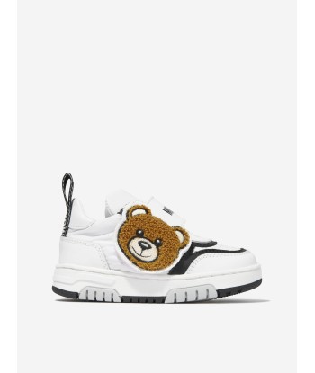 Moschino Boys Leather Teddy Patch Logo Trainers pas cher