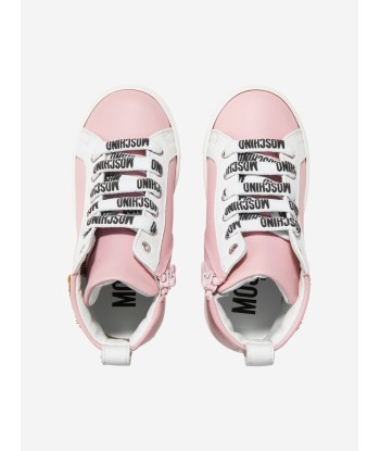 Moschino Girls Leather Teddy Patch High Top Trainers sur le site 