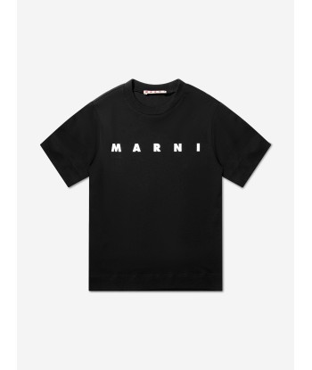 MARNI Kids Logo T-Shirt in Black chez Cornerstreet bien 