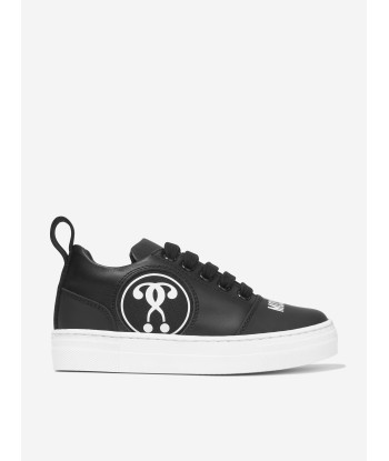 Moschino Boys Leather DQM Logo Trainers en stock