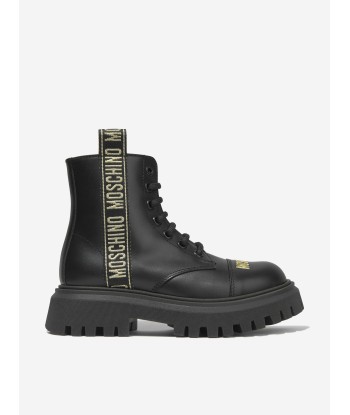 Moschino Girls Leather Logo Tape Ankle Boots À commander