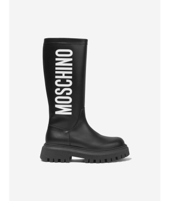 Moschino Girls Leather Maxi Logo Long Boots de France