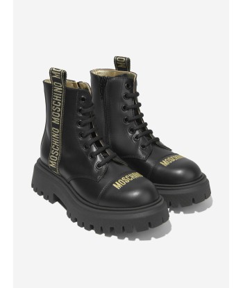 Moschino Girls Leather Logo Tape Ankle Boots À commander