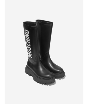 Moschino Girls Leather Maxi Logo Long Boots de France