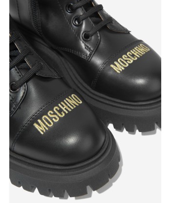 Moschino Girls Leather Logo Tape Ankle Boots À commander