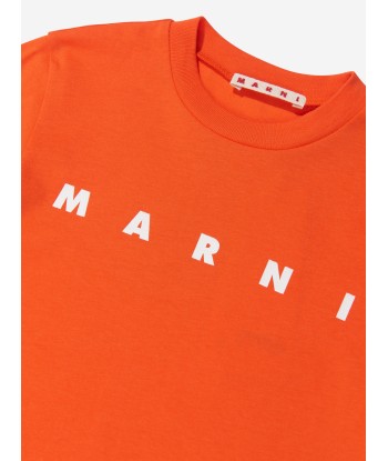 MARNI Kids Logo Print T-Shirt in Orange Les magasins à Paris et en Île-de-France