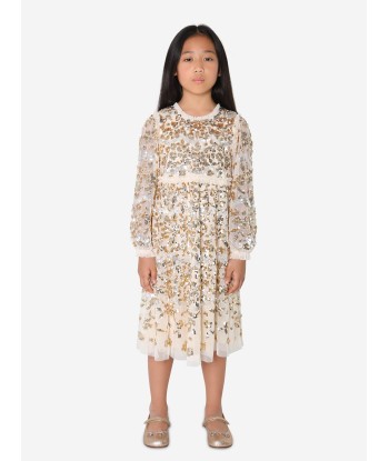 Needle & Thread Girls Alicia Sequin Dress In Gold pas cher