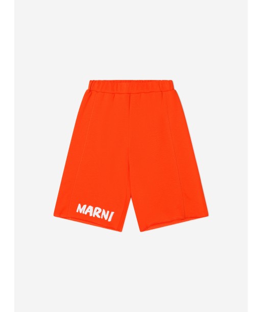 MARNI Kids Logo Jersey Shorts in Orange sélection de produits