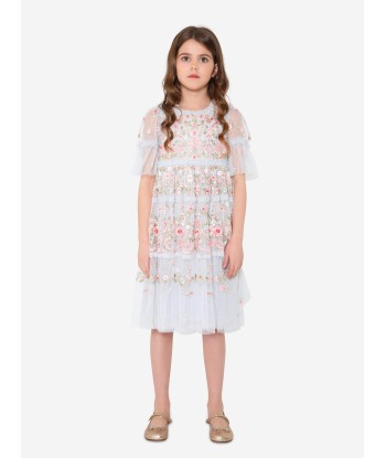 Needle & Thread Girls Ribbon Bouquet Dress In Blue de l' environnement