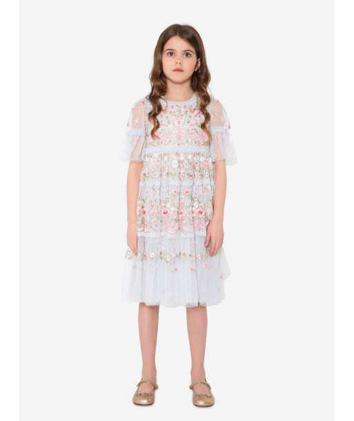 Needle & Thread Girls Ribbon Bouquet Dress In Blue de l' environnement