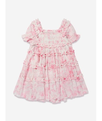 Needle & Thread Girls Fleur De Lis Smocked Dress In Pink solde