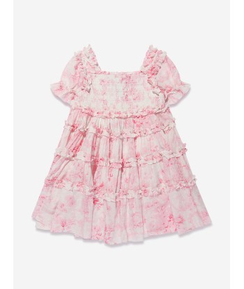 Needle & Thread Girls Fleur De Lis Smocked Dress In Pink solde