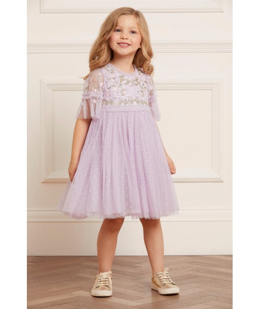 Needle & Thread Girls Ribbon Bouquet Bodice Dress In Lilac les muscles