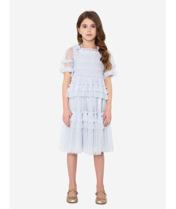 Needle & Thread Girls Peaches Smocked Dress In Blue meilleur choix