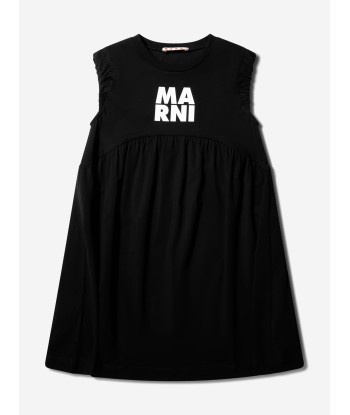 MARNI Girls Sleeveless Logo Dress in Black Par le système avancé 