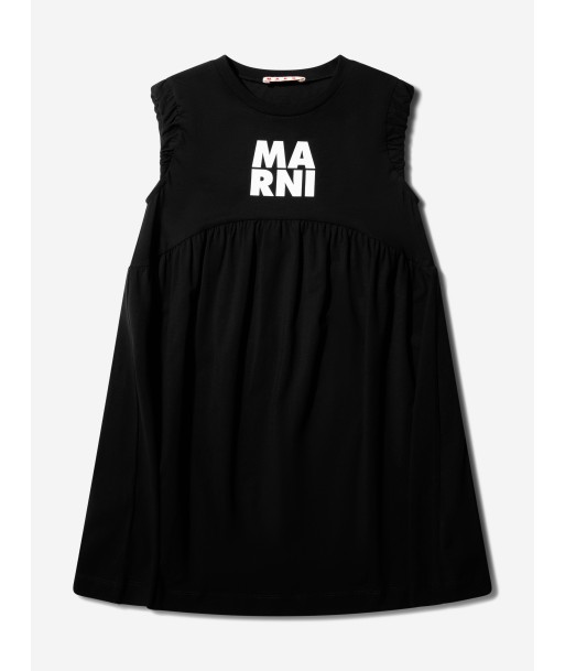 MARNI Girls Sleeveless Logo Dress in Black Par le système avancé 