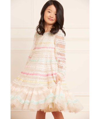 Needle & Thread Girls Long Sleeve Rainbow Dress in Cream store