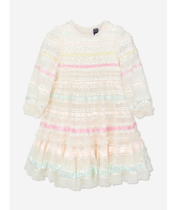 Needle & Thread Girls Long Sleeve Rainbow Dress in Cream store