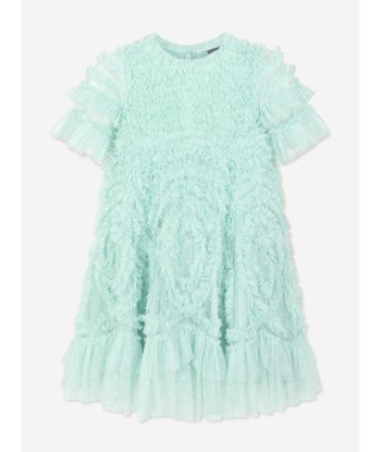 Needle & Thread Girls Verity Ruffle Dress in Turquoise la livraison gratuite