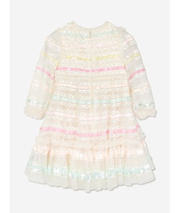 Needle & Thread Girls Long Sleeve Rainbow Dress in Cream store