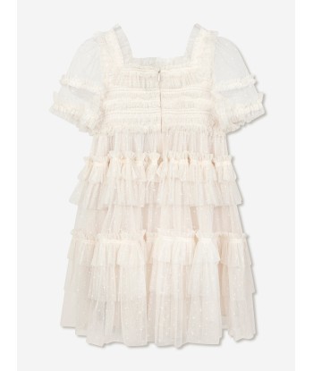 Needle & Thread Girls Peaches Smocked Dress in Cream en ligne