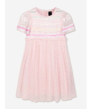 Needle & Thread Girls Rainbow Stripe Bodice Dress in Pink de la marque